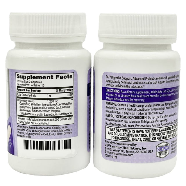 Health Best Advanced Probiotic, 20 Billion Live Probiotic Cultures 60 Count