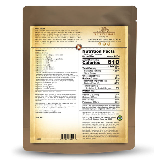 Functional Formularies Ketogenic Meal Replacement Supplement, Add to Your Recipes for Perfectly Balanced Keto Organic Nutrition, 6 Pack