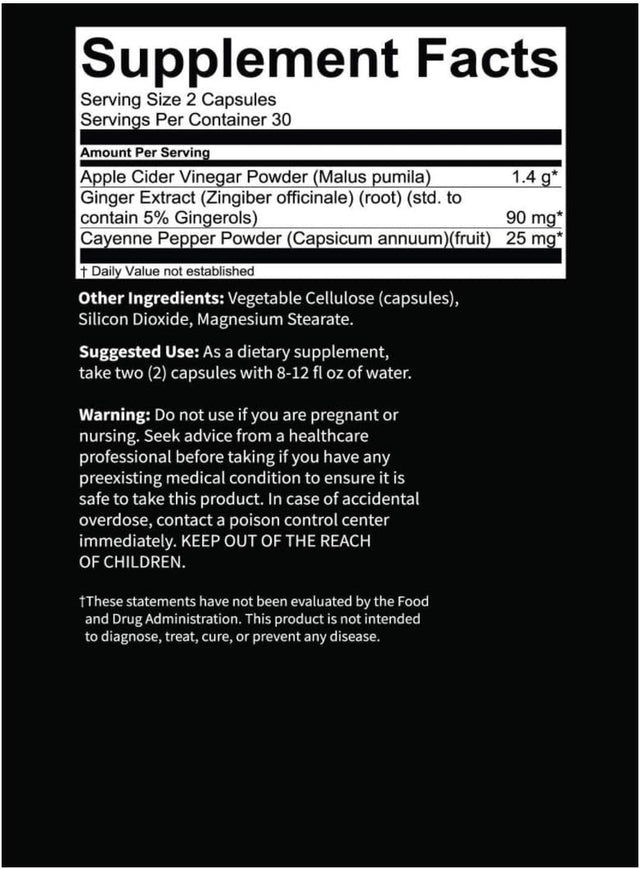 Komplex Nutrition Organic Apple Cider Vinegar Capsules, Improve Digestion and Detox, ACV Powder with Mother, 60 Vegan and Gluten-Free Supplement Pills, Ginger Extract Gingerols, Cayenne Powder