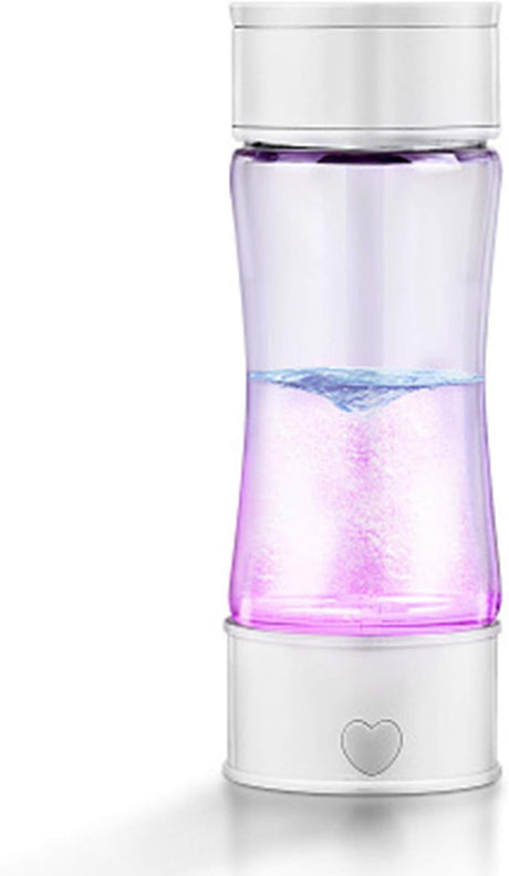 Portable 3 Minute Hydrogen-Rich Water Bottle Rechargeable High Concentration Hydrogen Generator Glass Bottle Anti-Aging Anti-Oxidation Alkaline Water Generator, 430Ml