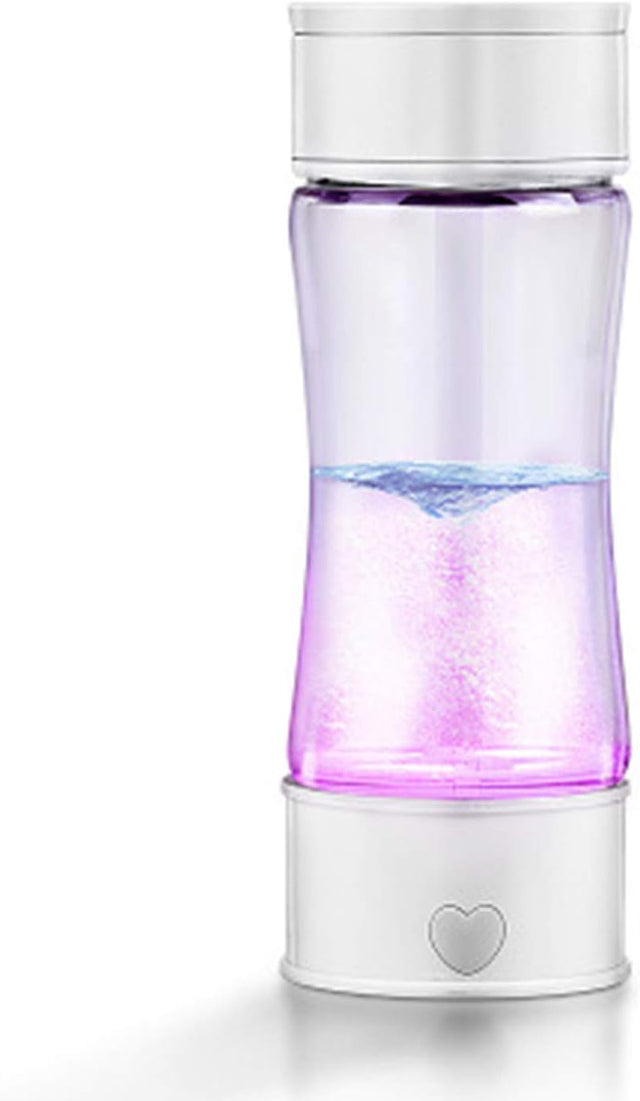 Portable 3 Minute Hydrogen-Rich Water Bottle Rechargeable High Concentration Hydrogen Generator Glass Bottle Anti-Aging Anti-Oxidation Alkaline Water Generator, 430Ml