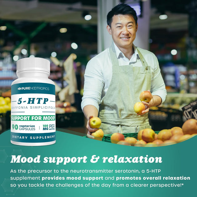 5-HTP All-Natural Serotonin Support Supplement | Provides Mood Support, Supports Maintaining Healthy Weight - 90 X 100 Mg Vegetarian Capsules