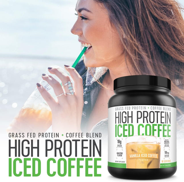 Iced Coffee, High Protein Coffee Keto Friendly, 18G of Protein, 2G Carbs, Natural Ingredients (18 Servings, Vanilla Latte)