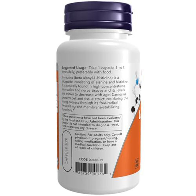 L-Carnosine, 500 Mg, 50 Veg Capsules, NOW Foods