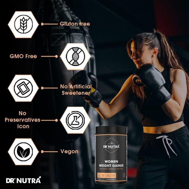 Dr.Nutra Women Weight Gainer for Increase Breast Muscle, Weight Gain and Mass Gain for Women - 500Gm , Chocolate Flavor