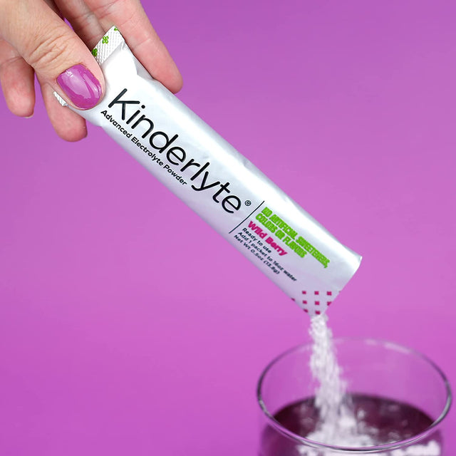 Kinderlyte Electrolyte Powder, Advanced Hydration, Easy Open Packets, Supplement Drink Mix (Wild Berry, 16 Count)