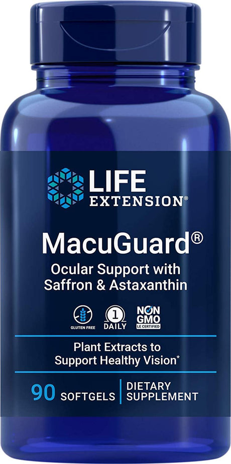 Life Extension Macuguard Ocular Support 90 Softgels with Saffron, Lutein, Astaxanthin & Zeaxanthin, - Eye Vitamin Supplement