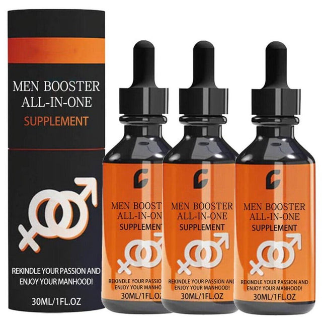 All-In-One Supplement Drops, Booster Liquid Drops Men, Man Boost Supplement Fast Absorption Boost Drops(3 PCS)