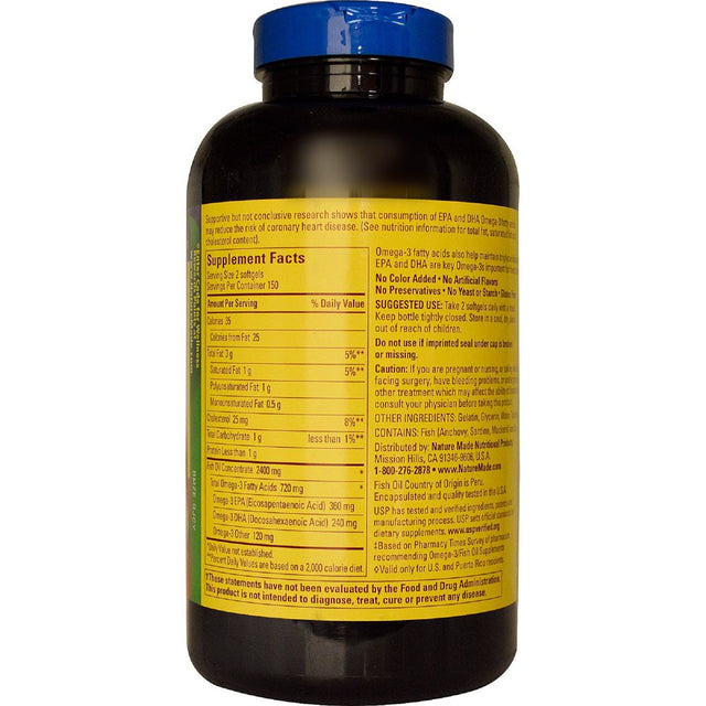 Nature Made Omega-3 Fish Oil Softgels, 1200 Mg, 200 Ct, 2 Pack