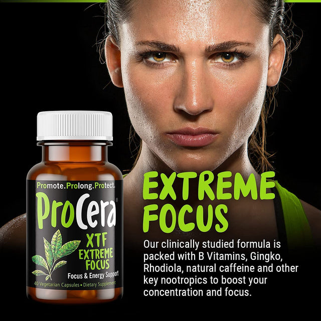 XTF Focus & Energy Pills W/ Huperzine, Acetyl-L-Carnitine, Rhodiola Rosea, Guarana and Natural Caffeine | Nootropic Brain Booster | Nootropic Energy & Focus Supplement