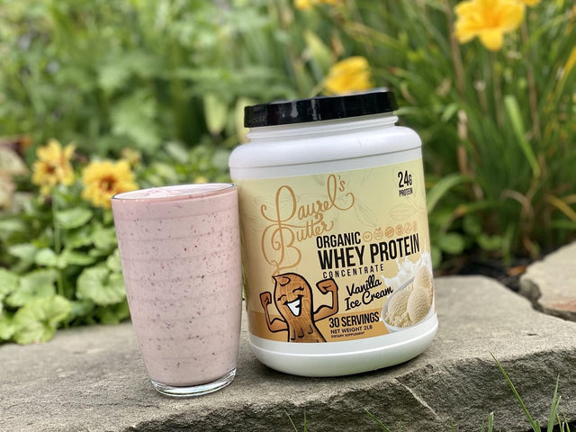 Laurel'S Organic Vanilla Whey Protein Powder for Shakes, Smoothies, & Baking – Low Sugar Protein Powder – Non GMO & Gluten Free – 30 Servings (2 Lbs.)