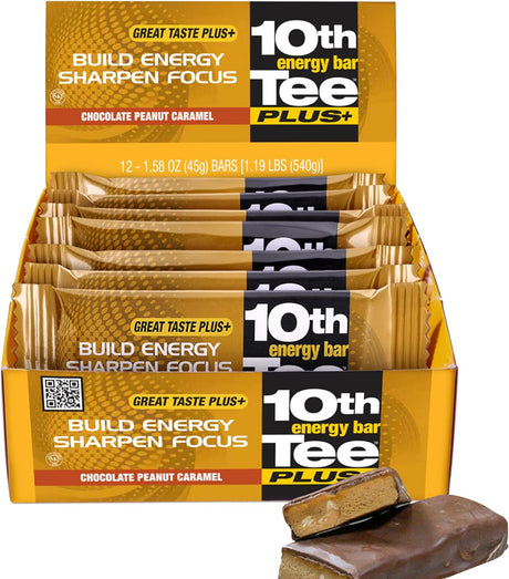 10Th Tee Chocolate Peanut Caramel Back Nine Golf Energy Bar, 1.76-Ounce Bars (Pack of 12)