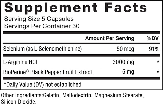 FORCE FACTOR L-Arginine Nitric Oxide Supplement with Bioperine to Help Build Muscle and Support Stronger Blood Flow, Circulation, Nutrient Delivery, and Pumps, L-Arginine 3000Mg, 3G, 150 Capsules