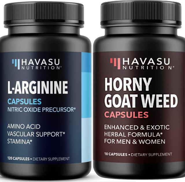 HAVASU NUTRITION L Arginine and Horny Goat Weed Bundle for Powerful Male Enhancing Supplement for Performance & Endurance Due to Increased Vascular Support