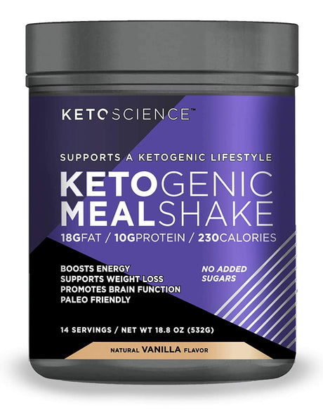 Keto Science Ketogenic Meal Shake, Vanilla, 18.8 Oz (Pack of 2)
