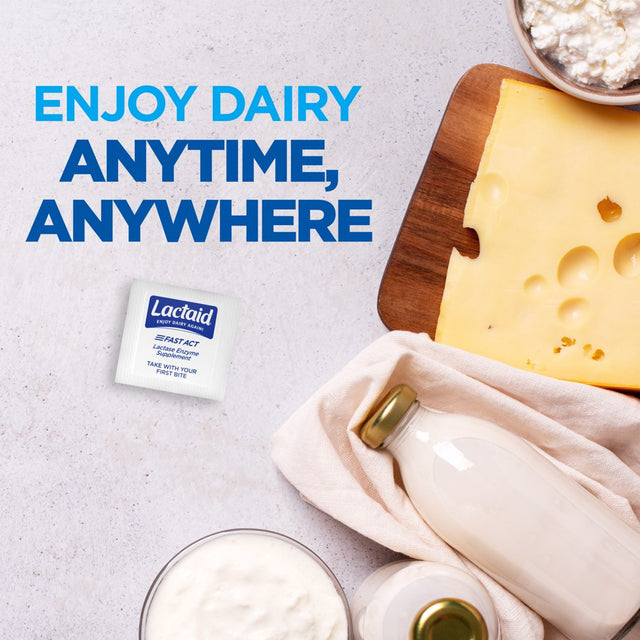 Lactaid Fast Act Lactose Relief Chewables, Vanilla, 32 Packs of 1Ct