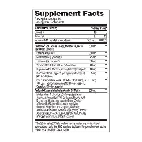 Performix SST V3X - 60 Capsules - Dietary Supplement for Supercharged Energy, Intense Mental Focus and Fast Metabolism - Caffeine, Dynamine, and Teacrine - 3X Longer Lasting