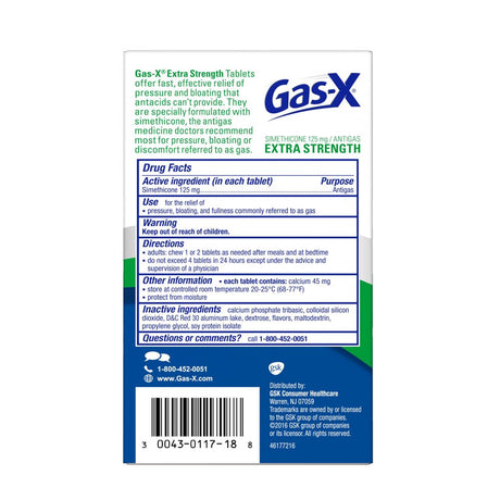 Gas-X Extra Strength Gas Relief Simethicone Chewable Tablets, Cherry Creme, 18 Count