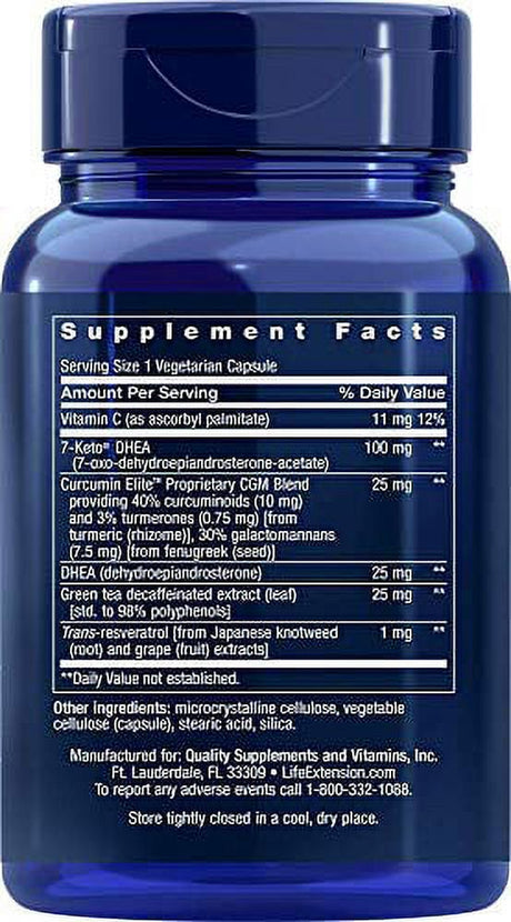 Life Extension Dhea Complete (7-Keto Dhea 100 Mg and Dhea 25 Mg), 60 Vegetarian Capsules