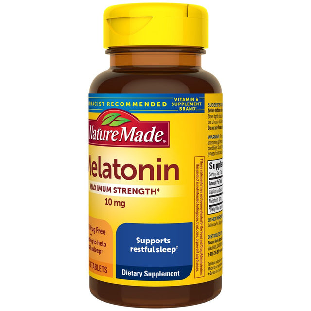 Nature Made Melatonin 10Mg Maximum Strength Tablets, 100% Drug Free Sleep Aid, 70 Count