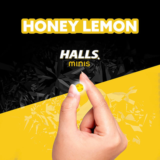 HALLS Minis Honey Lemon Flavor Sugar Free Cough Drops, 24 Drops