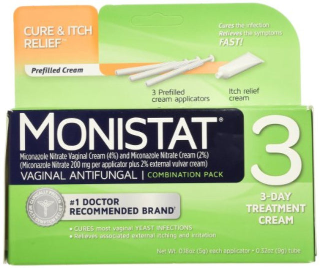 Monistat Cure & Itch Vaginal Antifungal Prefilled Cream Relief, 3Ct, 3-Pack
