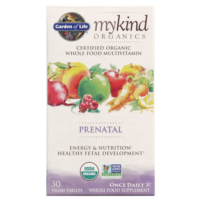 Garden of Life Mykind Organics Prenatal Multivitamin - Once Daily for Pregnant & Lactating Women - 30Ct