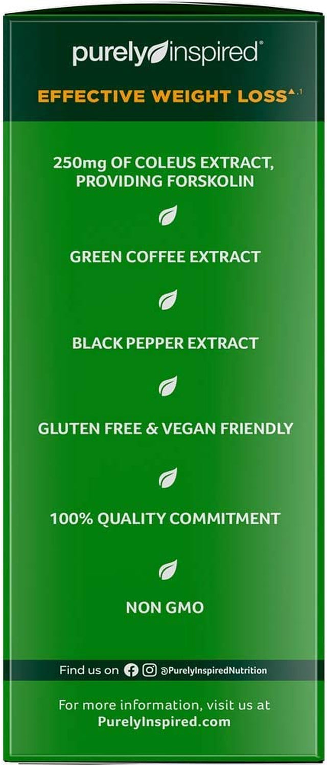 Forskolin for Weight Loss Purely Inspired Forskolin + Lean Lose Weight with Green Coffee Bean Extract Weight Loss Pills for Women & Men Weightloss Essentials Non-Stimulant, 60 Count