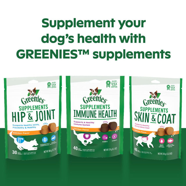 Greenies Hip and Joint Supplement Soft Chews for Dogs, Chicken Flavor, 30 Count Pouch