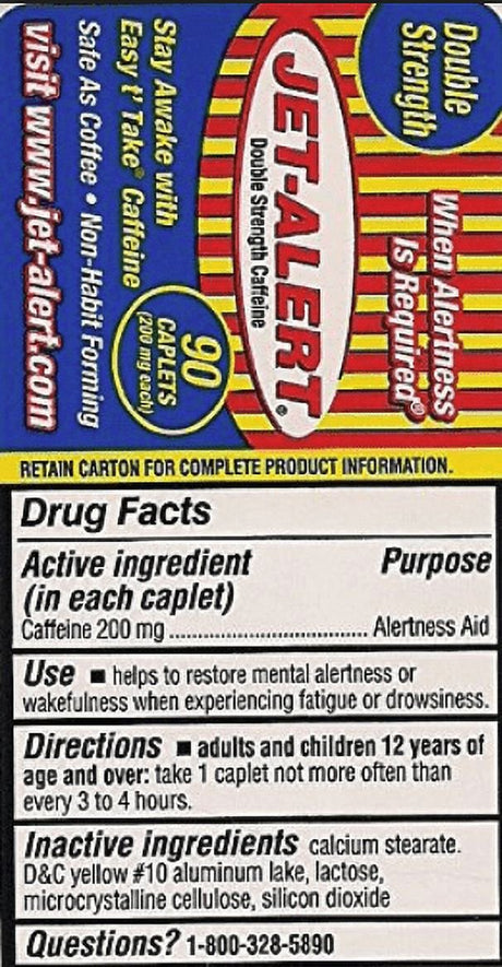 Jet-Alert Double Strength Caffeine 200 Mg Caplets, 90 Ct
