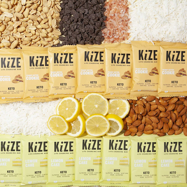 Kize Keto Energy Bar, 1G Sugar, 4G Net Carbs, 8G Plant Based Protein, Peanut Butter Cookie, Vegan, Gluten Free, Low Sugar, Low Carb, Non-Gmo, Soy Free, Mission Based, Made in the USA (10 Count)