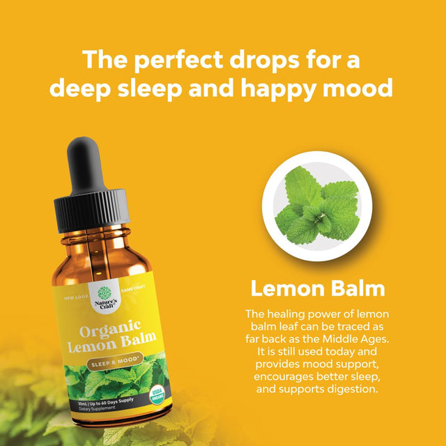 Lemon Balm Extract for Immune Support - Organic Lemon Balm Tincture for Mood Support and Digestive Health for Adults and Kids - Vegan Non-Gmo Lemon Balm Oil for Enhanced Relaxation and Concentration