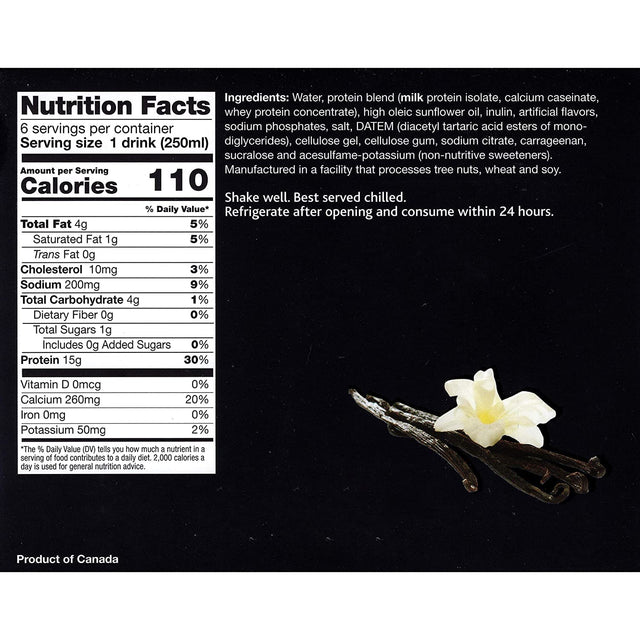 6 Pack High Protein Ready to Drink, 15G Protein, Low Calorie, Low Fat, Low Carb, Low Sugar, Gluten Free, Ideal Protein Compatible, 6 Servings per Box (Vanilla)