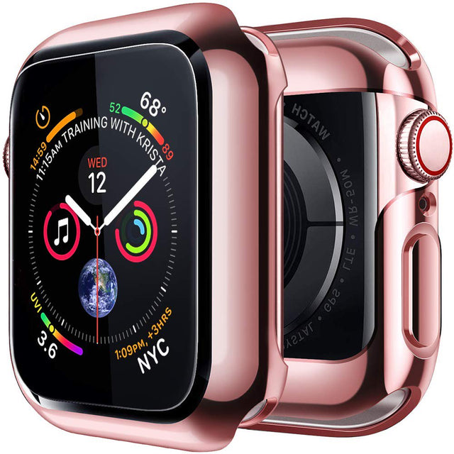 Galaxy Wireless Compatible for Apple Watch Series 7 8 9 SE 41Mm with Buit in TPU Clear Screen Protector - All around Protective Case Clear Cover for Iwatch 41Mm Series 7 8 9 SE - Rose Gold