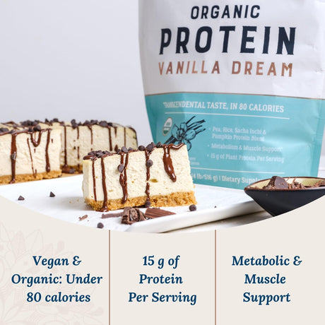 Live Conscious Organic Pea Protein Powder - Vanilla Dream Flavor | Plant-Based Vegan Protein Blend - Pea, Brown Rice, Pumpkin, Sacha Inchi | 20 Servings 18.2 Oz
