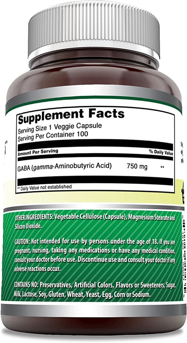 Amazing Formulas Pharma GABA - 750 Mg, 100 Veggie Capsules - Pack of 3