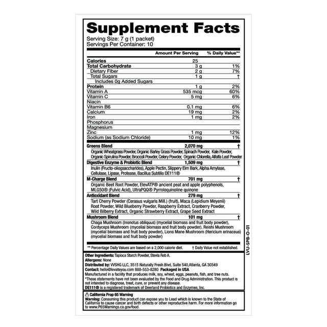 L'Evate You Vitality Daily Greens - Dietary Supplement - Original - 10 Count