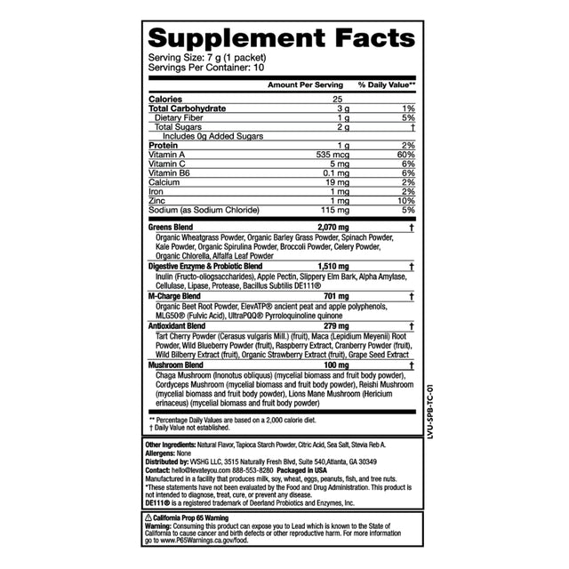 L'Evate You Vitality Daily Greens - Dietary Supplement - Tart Cherry - 10 Count