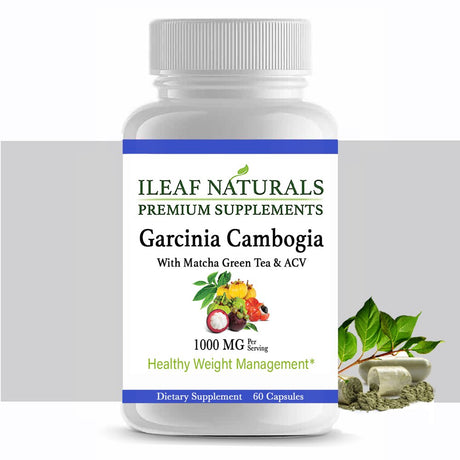 Ileafnaturals Garcinia Cambogia with Matcha Green Tea & ACV - 60 Veggie Capsules