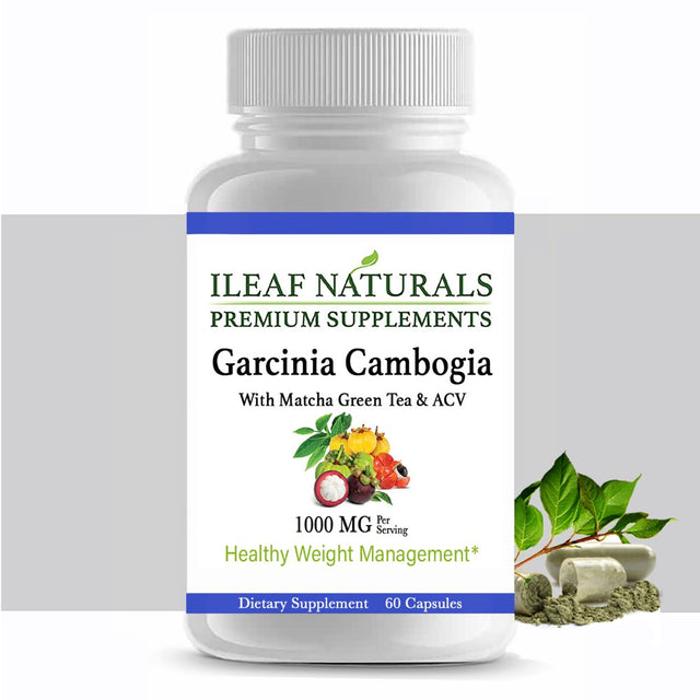 Ileafnaturals Garcinia Cambogia with Matcha Green Tea & ACV - 60 Veggie Capsules