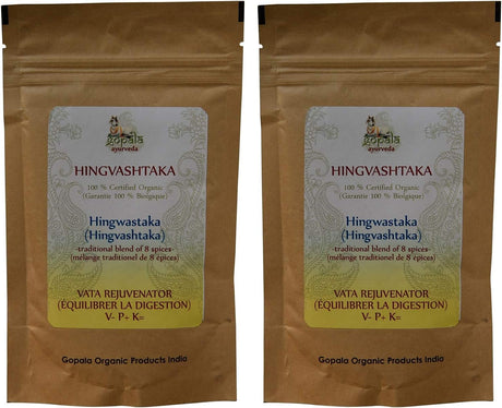 HINGVASHTAK Powder (USDA Certified Organic) Ayurvedic Herb Powder - 100G Zip Lock Pouch (Pack of 2) by Gopala Ayurveda