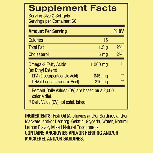 Spring Valley Proactive Support Omega-3 Mini from Fish Oil Dietary Supplement, 1000 Mg, 120 Count
