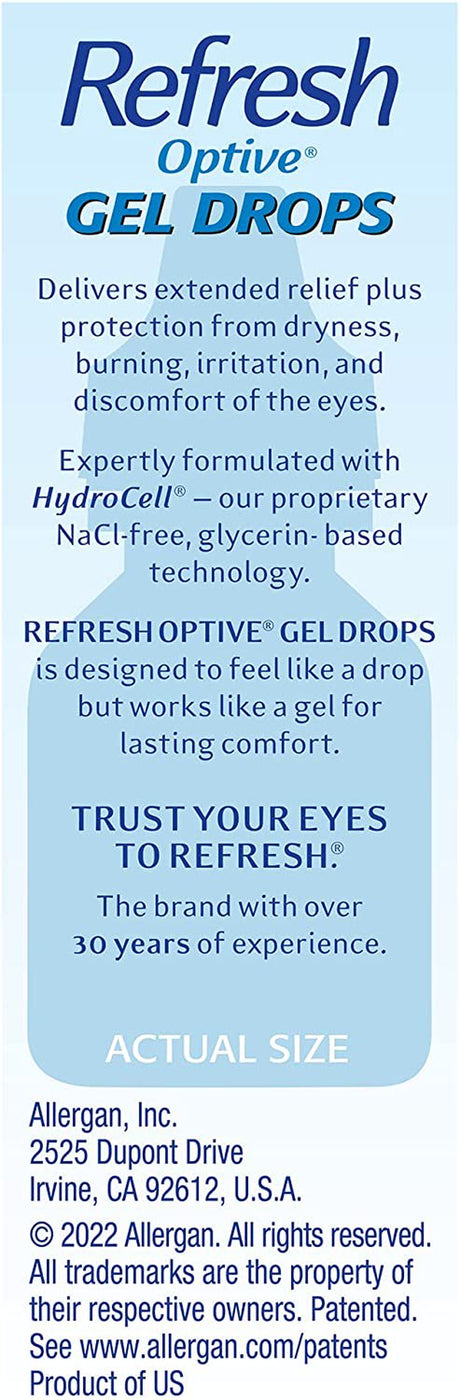 Refresh Optive Gel Drops Lubricant Eye Gel, 0.33 Fl Oz (Pack of 1) Sterile