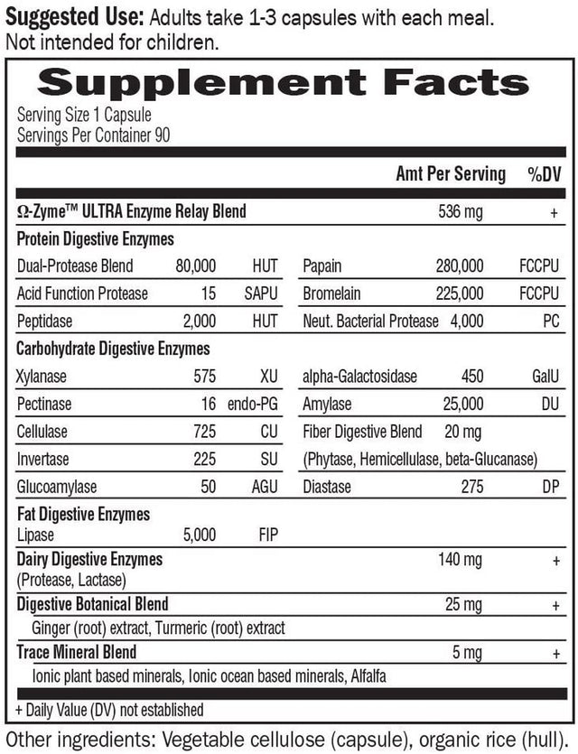 Garden of Life O-Zyme Ultra Ultimate Digestive Enzyme Blend Digestive Aids 90 Ct. Tablets