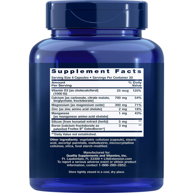 Life Extension Bone Restore – Helps Maintain Healthy Bone Density - Calcium, Vitamin D3, Magnesium, Zinc, Boron and Other Bone-Healthy Minerals - Non-Gmo, Gluten-Free – 120 Capsules