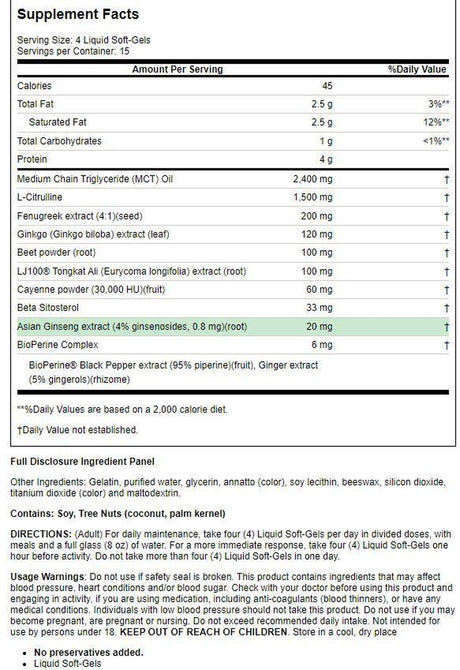 Irwin Naturals Fenugreek Red with Nitric Oxide Booster 60 Sgels
