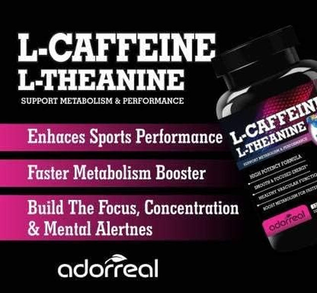 Adorreal L-Caffeine L-Theanine for Support Metabolism & Performance 120 Capsules