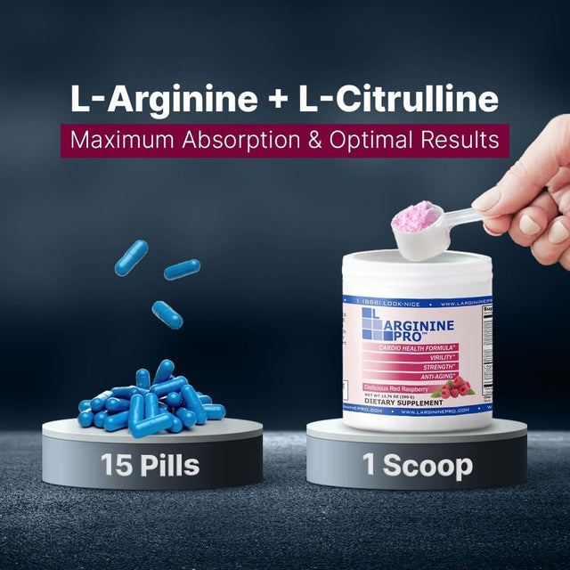 L-ARGININE PRO | L-Arginine Supplement Powder | 5,500Mg of L-Arginine plus 1,100Mg L-Citrulline (1, Raspberry)