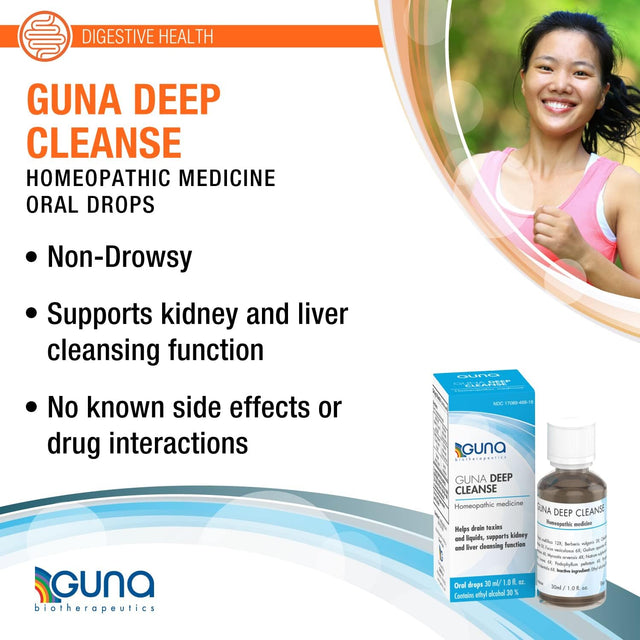 Guna Deep Cleanse Homeopathic All Natural Systemic Body Cleansing, Toxin Release, Liver and Kidney Support and Detoxification - 1 Ounce