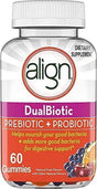 Align Dualbiotic, Prebiotic + Probiotic for Men and Women, Help Nourish and Add Good Bacteria for Digestive Support, Natural Fruit Flavors, 60 Gummies